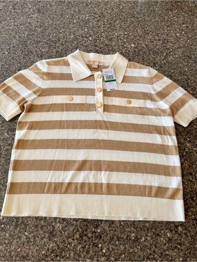 New Size Large Michael Kors Short Sleeve Polo Sweater